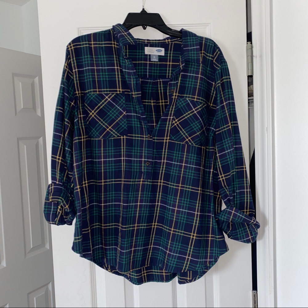 Old Navy Blue/Green/Yellow Flannel